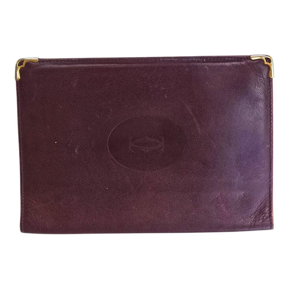 Authentic Vintage Must de Cartier Long Bifold Wallet/Checkbook Cover - Burgundy